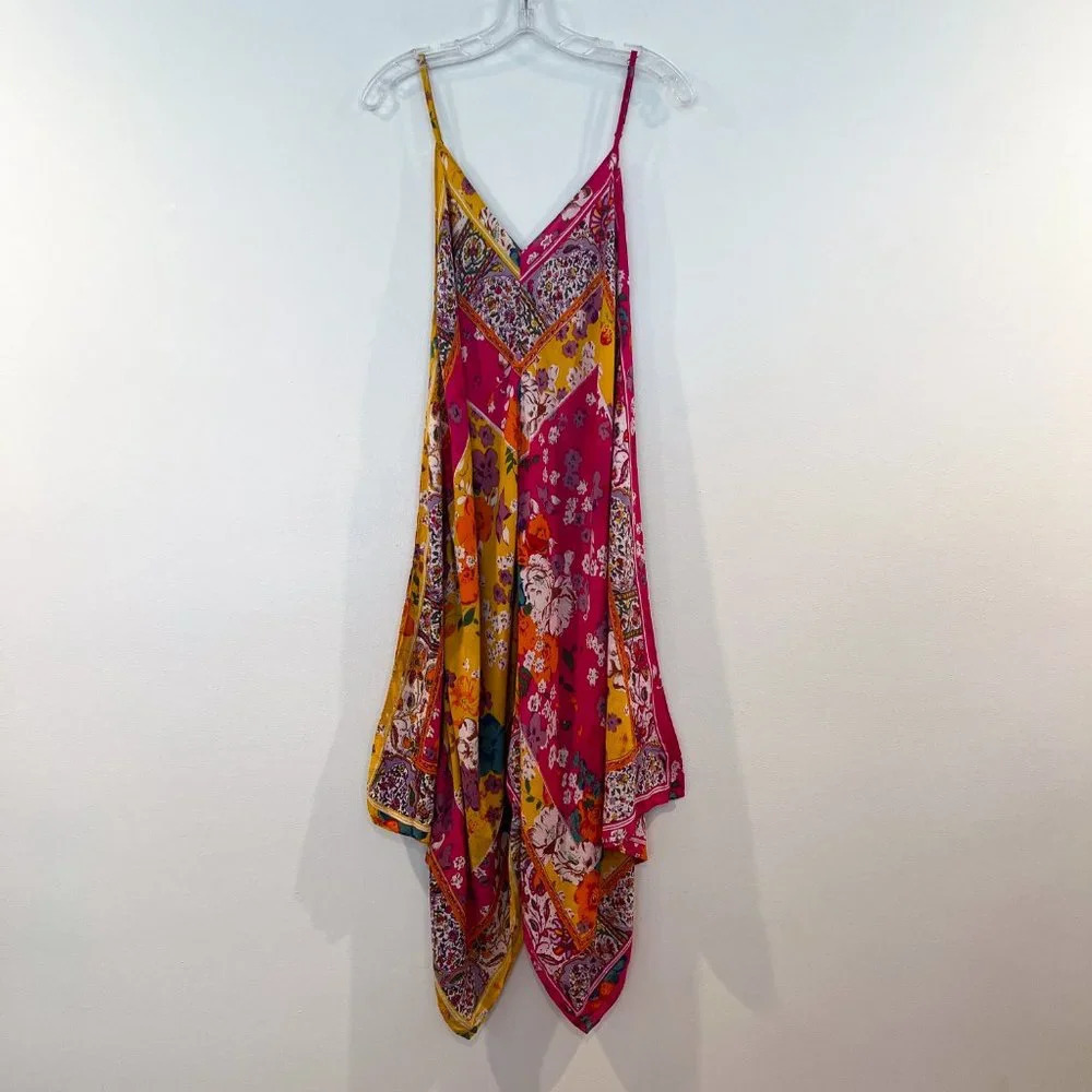 Anthropologie Colorful Floral Oversized Relaxed Handkerchief Print Midi Dress S - Picture 2 of 10